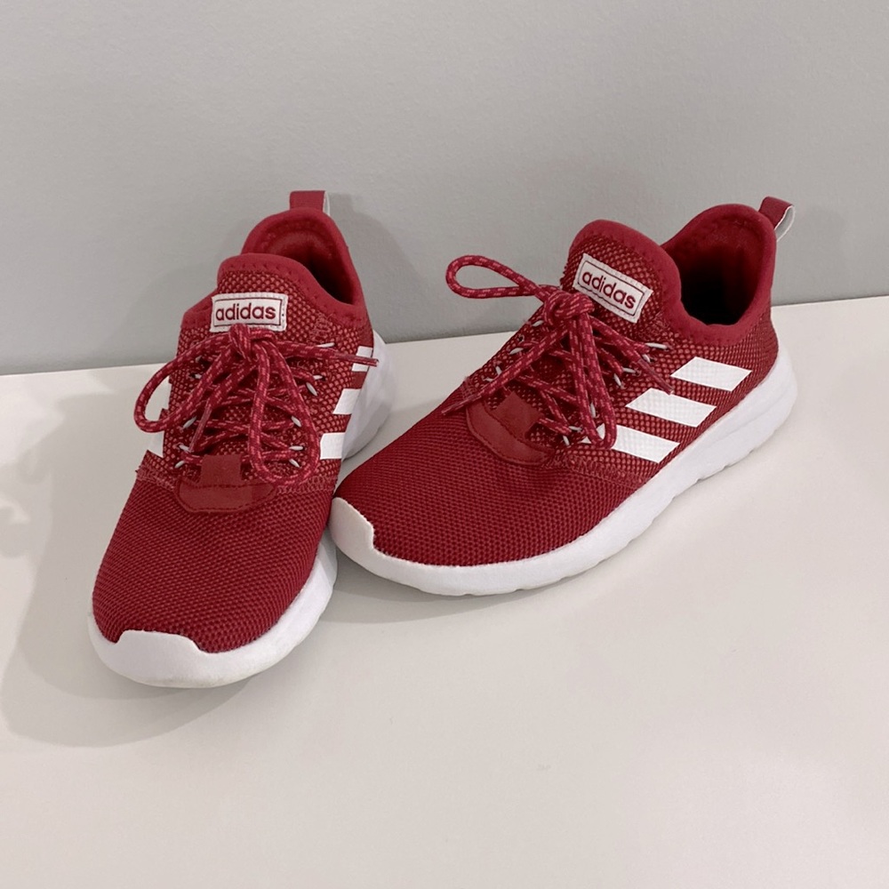 Women’s Red & White Adidas Size 6.5 Lite Racer RBN Tennis Shoes